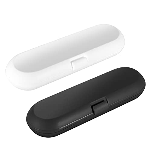 Cosmos Pack of 2 Plastic Travel Case Toothbrush Carrying Case Holder Container Compatible with Oral B Pro and also for Sonicare & Other Toothbrush - color: Black + White