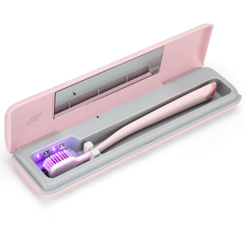 YourMate Toothbrush Sanitizer Case Travel Toothbrush Covers Case for Houshold and Traveling Power by AA Battery or USB-C Pink - color: Pink