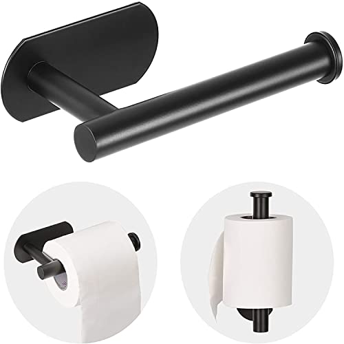JOPOFI Toilet Paper Holder - Adhesive Toilet Paper Holder - Matte Black | Toilet Paper Holder Wall Mount for Bathroom,Stainless Steel Command Strip Toilet Paper Roll Holder Stick On Wall,No Drilling - color: Matte Black, size: 1pcs