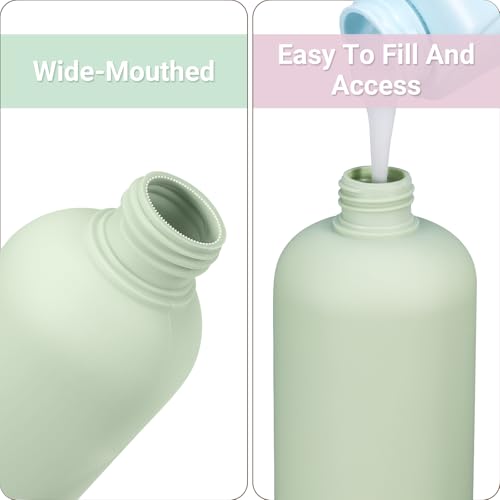 ASEVAT 6.7oz 4Pcs Green Plastic Refillable Travel Shampoo and Conditioner Bottles Plastic Refillable Travel Shampoo Bottles with Flip Cap Shampoo and Conditioner Dispenser - color: Green, size: 6.7oz