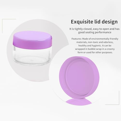 12 Pcs 15ml/0.5oz Small Travel Containers, 4 Pcs Makeup Spatula, Clear Plastic Cosmetic Jar Refillable Roun for Lotion Cream Products Sample Bottles, Plastic with Screw on Lid Container (purple) - color: purple