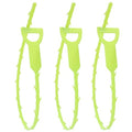 3 Pack 20 Inch Drain Clog Remover Snakes Green | Hair Cleaning Tool Effective Drain Snake Auger Tool for Sink, Shower, Bathtub, and Toilet - color: Green