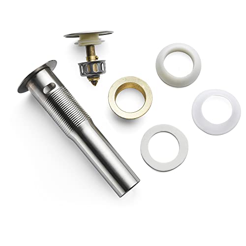 Rockgoya Bathroom Sink Drain,2 Pack Drain Stopper Bathroom Sink with Overflow,Pop Up Drain Assembly with Detachable Strainer Basket,Built-in Anti-Clogging Strainer,Stainless Steel Brushed Nickel - color: Brushed Nickel-2 Pack, style: With Overflow