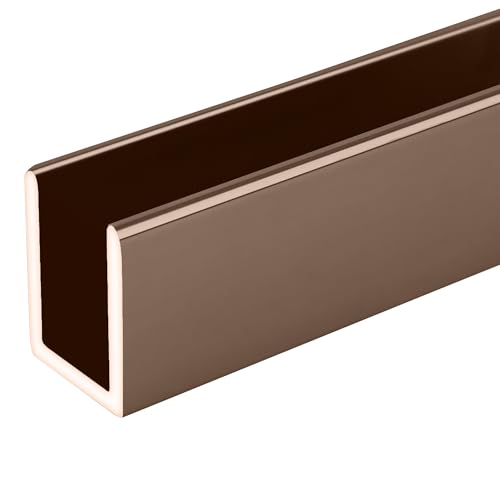 Brixwell SDCD38PC0-CCP4 Polished Copper 3/8" Fixed Panel Shower Door Deep U-Channel - 4 inch Sample - color: Polished Copper, size: 4 Inch - Sample