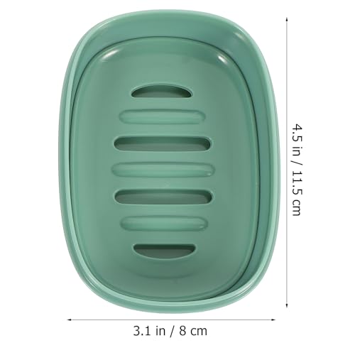 NUOBESTY Portable Waterproof Soap Dish with Lid 2pcs Set (Green Square Green Rectangle) Household Soap Case for Travel and Bathroom with Drainage for Home Use