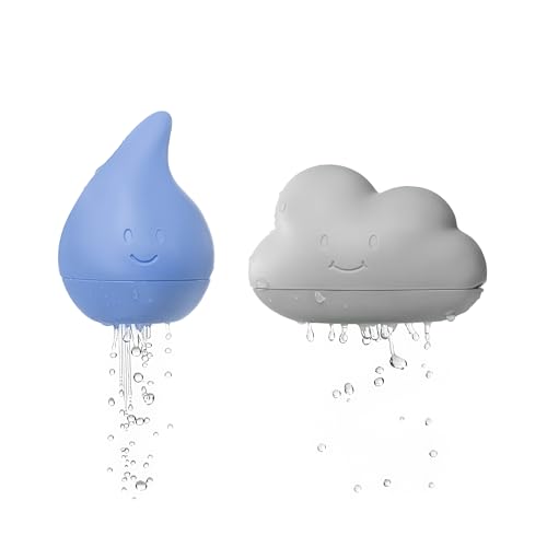 Ubbi Cloud and Droplet Silicone Bath Toys for Baby and Toddler, Rain Effect Water Squeeze Toys, Muted Color, Fun Interactive Bath Time Toys, Set of 2 - color: Cloud and Droplet