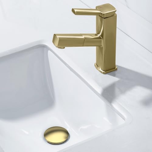 KAIYING Pop Up Drain, Bathroom Sink Drain Stopper, Vessel Sink Drain Assembly with Detachable Basket Stopper, Anti-Explosion and Anti-Clogging Drain Strainer (NO Overflow, Brushed Champagne Gold) - color: Brushed Champagne Gold, style: NO Overflow