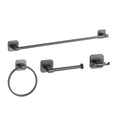 4 Pieces Bathroom Hardware Set, 24 inch Towel Bar, Towel Racks, Robe Towel Hooks, Toilet Paper Holder Wall Mounted Or Self-Adhesive,Stainless Steel and Plastic Bathroom Accessories Kit(Gray) - color: Gray