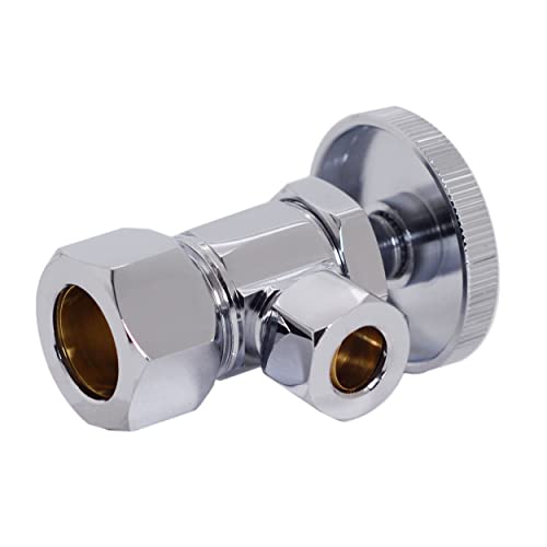 Westbrass Round Handle Angle Stop Shut Off Valve, 1/2" Copper Pipe Inlet with 3/8" Compression Outlet, Polished Chrome, D105-26 - color: Polished Chrome, size: 1 Pack