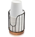 1PCS Rural Style Bathroom Cup Dispenser, Small Disposable Paper Cup Holder, 3oz Disposable Mouthwash Cup Storage Rack, Iron Bathroom Organizer - size: S