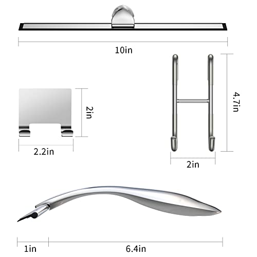 Shower Squeegee and Window Squeegee, Stainless Steel, 100% Streak-Free, Cleaner for Bathroom Showers Glass Doors, Home Mirrors, Car Windows Wiper, Adhesive Holder, Shower Door Hook, 10 Inch, Silver - color: Silver, size: 10-Inch