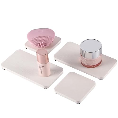 NiuYichee Set of 4 Diatomite Coasters, Quick-Drying Water Absorbing Stone Tray Bathroom & Kitchen Counter