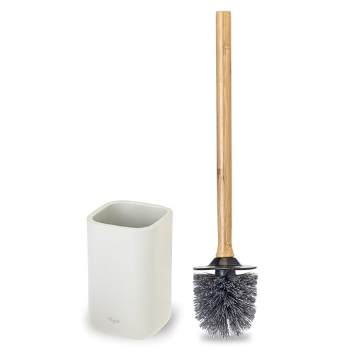Vigar Zense Toilet Brush and Holder Set - Toilet Bowl Brush and Holder, Polyresin Stone Bathroom Accessory, Compact Toilet Cleaner Brush for Bathroom Decor and Toilet Accessories Set - Light Gray - color: Light Gray