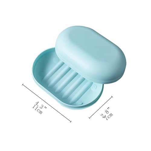 2 Pcs Travel Soap Box,Portable Soap Holder with Lid,Essential for Camping,Gym,Bathroom-Baby Blue+White - color: Baby Blue+white