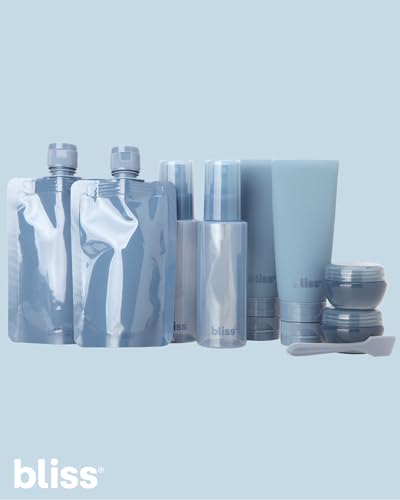 Bliss Travel Bottles Set - 10PC TSA Approved Leak Proof Refillable Travel Size Toiletries Containers for Shampoo Conditioner Lotion & Skincare, Size One Size, Denim Blue - color: Denim Blue