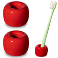 Urbanstrive Sleek Mini Ceramics Toothbrush Holder Stand for Bathroom Vanity Countertops (Red 2-Pack) - color: Red 2-pack