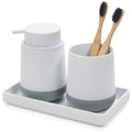 GAHEFY White Bathroom Countertop Accessories Set - Soap Dispenser and Toothbrush Holder with Silicone Boot,Vanity Tray (White Liquid) - color: White Liquid