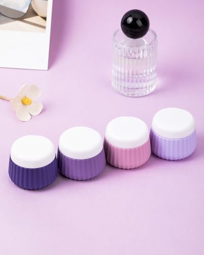 Mrsdry Travel Containers for Toiletries 4 Pack, TSA Approved Travel Size Toiletries, Travel Size Containers, With Clear Bag Leak Proof Silicone Jars, Travel Essentials Creams Jars Carrying Small Items - color: Purple, size: 1 oz