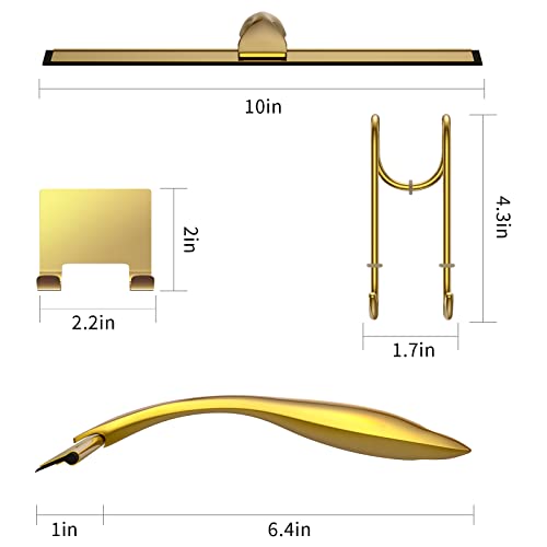 Shower Squeegee and Window Squeegee, Stainless Steel, 100% Streak-Free, Cleaner for Bathroom Showers Glass Doors, Home Mirrors, Car Windows Wiper, Adhesive Holder, Shower Door Hook, 10 Inch, Gold - color: Gold, size: 10-Inch