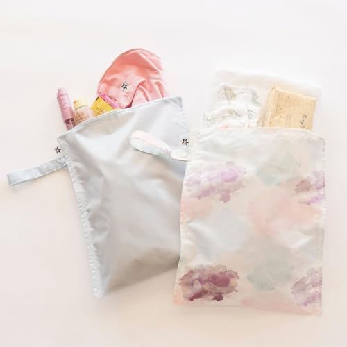Tiny Twinkle Mess Proof Wet Bags | 2-Pack Reusable Waterproof Wet Bags for Swimsuits | Baby Clothes | Travel & Diaper Bag (Cotton Candy) - color: Cotton Candy, size: 2 Pack