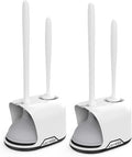 Lefree, 2 in 1 Toilet Brush and Plunger Set with Silicone Bristles, Plastic Material, Includes Holder, White/Black, for Deep Cleaning - color: A-white, size: 2 Pack