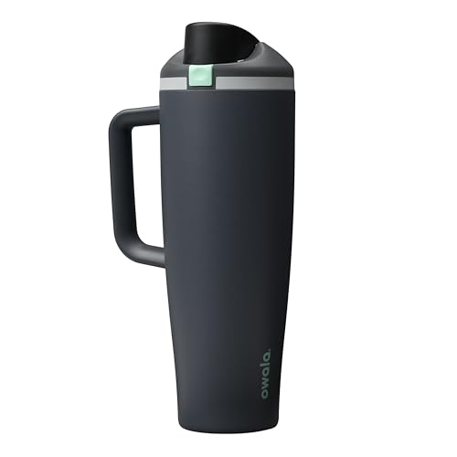 Owala FreeSip Tumbler Insulated Stainless Steel Water Bottle with Built-in Straw and Side Handle, For Travel, Work, School, and Sports, 40oz, BPA Free, Leak Proof, Foggy Tide - color: Foggy Tide, size: 40 Ounces