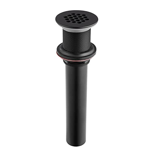 Artiwell Grid Drain Strainer Assembly Without Overflow for Bathroom Sink, C.O. Plug Lavatory Drain, Matte Black - color: Matte Black, style: Without Overflow