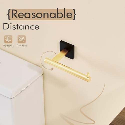 KOKOSIRI Toilet Paper Holder Black with Gold Toilet Roll Holder Hold Mega Rolls Kitchen Bathroom Tissue Paper Dispenser Stainless Steel, B2005GDK - color: Black Gold, size: Horizontal