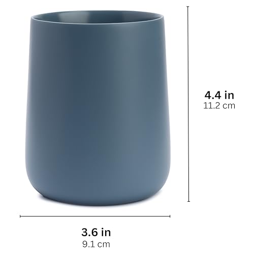 Yew Design Matte Blue Toothbrush and Toothpaste Holder and Cup for Bathroom Vanity and Countertop, Round Organizer for Electric Toothbrushes, Floss, Razors, Cotton, and Mouthwash - color: Round Matte Blue