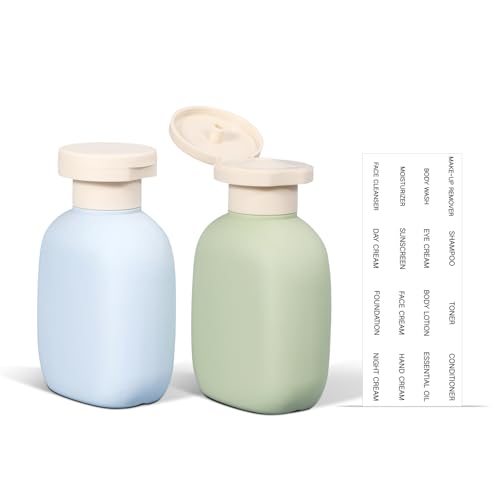 ASEVAT 3.4oz Travel Bottle with Flip Cap, Leak Proof Squeeze Bottles, Refillable Plastic Travel Containers for Creams, Lotion, Foundation, Shampoo, Conditioner - color: Green+Blue, size: 3.4oz