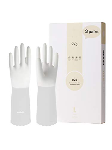 LANON 3 Pairs wahoo Skin-Friendly Cleaning Gloves, Unlined Dishwashing Kitchen Gloves, Reusable, Non-Slip, Brilliant White, Small - color: Brilliant White (Pack of 3), size: Small (Pack of 3)