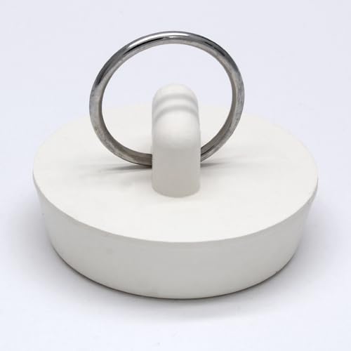 Bonsicoky Rubber Drain Stopper, 1-1/2 to 1-5/8 Inch, White, 2 Pcs | Bathtub Drain Plug, With Hanging Ring, For Kitchen and Bathroom, Bathroom Sink Stopper - size: 1-1/2 Inch to 1-5/8 Inch