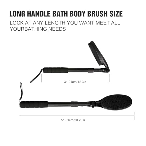 EASACE Back Scrubber for Shower, Soft Silicone Bath Body Brush with Long Handle, Adjustable Head with 1 Extra Replacements