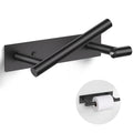Matte Black Toilet Paper Holder, Adhesive or Screw Toilet Roll Holder Wall Mount, SUS304 Stainless Steel Double Post Pivoting Toilet Roll Holder for Bathroom, Kitchen, Washroom - color: Matte Black