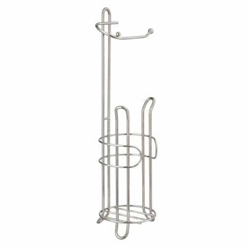 SunnyPoint Bathroom Toilet Tissue Paper Roll Storage Holder Stand with Reserve, The Reserve Area Has Enough Space to Store Mega Rolls (SN) - color: Satin Nickel
