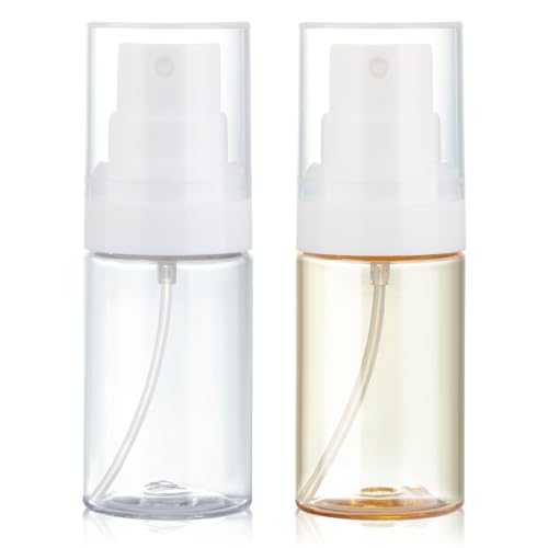 Travel Spray Bottle 2 Pack 1.35oz / 40ml Small Fine Mist Spray Bottles | Empty Mini Spray Bottles Refillable Plastic Travel Bottle - Leak Proof - for Face Toner, Hair Mist, Plants, Cleaning - color: clear+orange