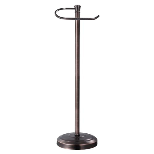 Bronze Toilet Paper Holder Free Standing, 25" H 304 Stainless Steel Toilet Paper Stand for Bathroom，Weighted Base Floor Tissue Roll Holder,Toilet Roll Stand - color: Bronze