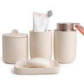 BosilunLife Ceramic Bathroom Accessories Sets Complete Bathroom soap Dispenser and Toothbrush Holder Set (Apricot-Liquid) - color: Smooth-apricot-liquid