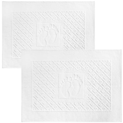 100% Turkish Cotton Bathroom Floor Towel, 2 Pack, Soft Bath Mat Towel, Quick-Drying, Machine Washable, Absorbent, Hotel & Spa Quality, 20x27.5 (2, White) - color: White, size: 2Pack