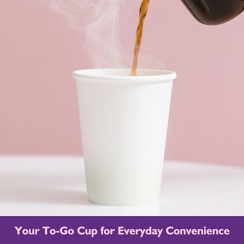 16 oz White Paper Coffee Cups, Disposable Hot Drink Cups for Coffee, Tea, Cocoa, Water, 200 Pack - color: White, size: 16 oz