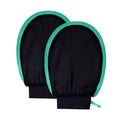 2 Packs Exfoliating Glove (Classic) Machine Washable Korean Body Scrubber 100% Vegan Viscose Exfoliating Mitt for Dead Skin Removal, Keratosis Pilaris & Self-Tan Prep - color: 2Packs-Black