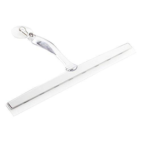 iDesign Zia Metal and Plastic Bathroom Squeegee for Shower, Glass Doors, Floors, Mirrors, with Suction Hook Holder , 12 Inches, Clear and Stainless Steel | Wall Hook Included - color: Clear/Stainless, style: Pack of 1