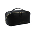 Travel Makeup Bag – Large Cosmetic Organizer with Waterproof PU Leather, Smooth Double Zipper & Tear-Resistant Lining, Toiletry Pouch for Women (Black) - color: 01-Black