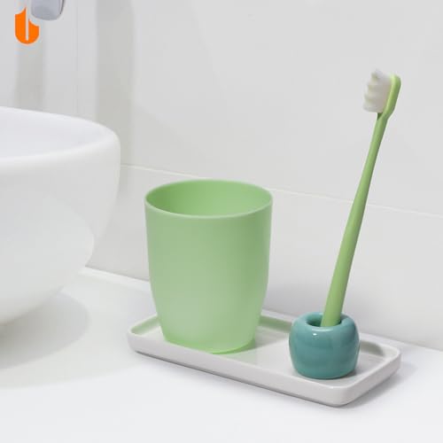 Travel-Friendly Mini Ceramics Toothbrush Holders for Bathroom Decor Vanity Countertops, Space Saver, White, 2 Pack - color: 2-pack White