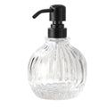 Round Soap Dispenser Bathroom with Black Pump, Glass Pump Bottle with Stainless Steel Pump Liquid Sphere Soap Dispenser Circular Countertop Kitchen - color: Black, size: 11oz-Round