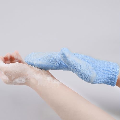 3Pcs Exfoliating Gloves for Shower, Gentle Body Scrub Mitt Set, Exfoliating Body Scrubber Glove, Gentle Cleansing Accessories, Blue - color: Blue