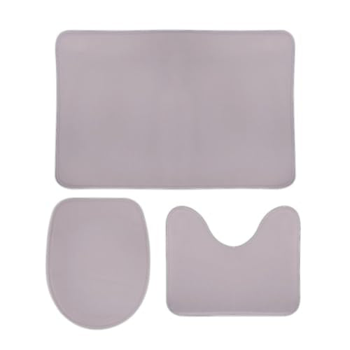 Bathroom Rugs Set 3 Piece Simple Stylish Chic Dusty Lilac Bath Rug Mat Set, Non Slip Absorbent Bathroom Decor Mat, Toilet Lid Cover & U Shaped Contour Rug - color: Dusty Lilac, size: 1'8" x 2'6" (Rectangular)