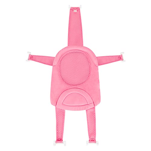 Baby Bath Seat Support Net Newborn Bath Cushion Pad Anti-Slip Infant Bathtub Sling Shower Mesh Mat Soft Bath Net Bath Pillow Adjustable Shower Pad for 0-18 Months - color: pink