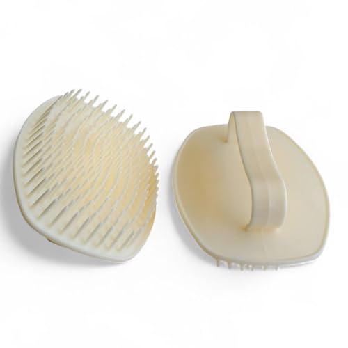 Scalp Massage Brush for Hair Growth - 2 Pack Detangler Hair Brush with Firm Bristles for Wet Dry Hair - Shampoo Brush Scalp Massager for Shower - Exfoliating Scalp Scrubber (Beige, 4×3 in) - color: Beige