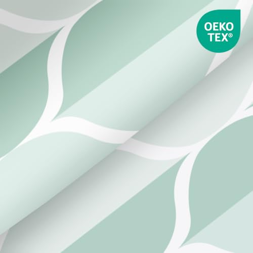 Yiatn Light Green No Hook Hotel Collection Shower Curtain - Hotel Style with See Through Mesh Top Window, Modern Geometric Waterdrop Design,Waterproof and Washable,- 71x74 INCH - color: Light Green, size: 71"W x 74"L (Pack of 1)
